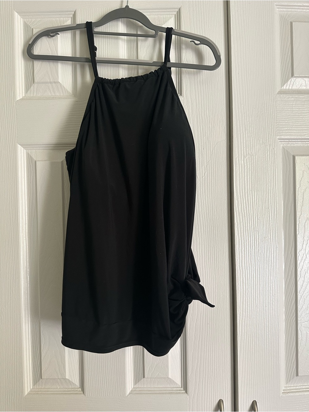 Black Halter Swim Top with Side Tie